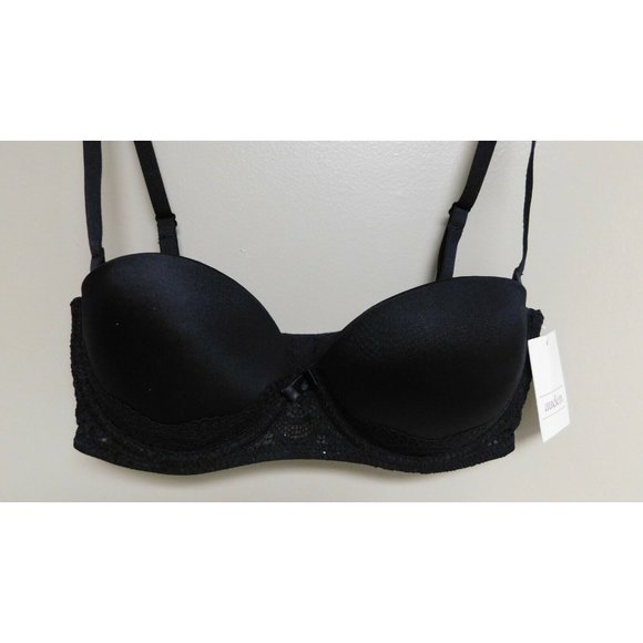 Auden Plunge Coverage Push Up Bra 32C Strapless Convertible Lace Accent - Picture 2 of 5